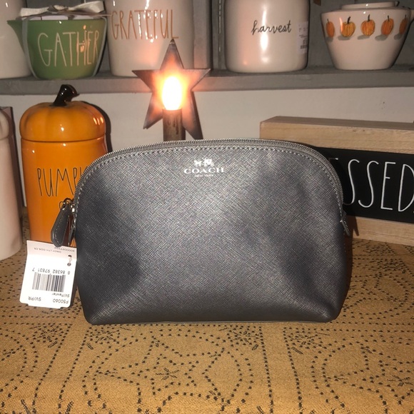Coach Darcy Leather Cosmetic Case (Silver/Pewter) - Picture 1 of 12